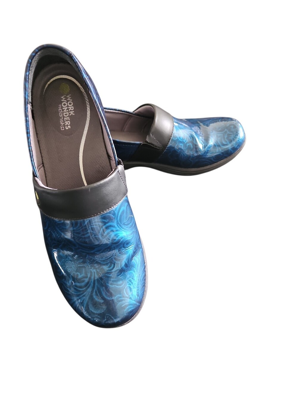 Dansko Wonder Work Clogs Blue Floral Design Size 40